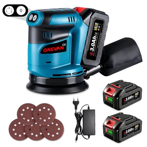 Onevan Akku Schleifer 125mm Schleifmaschine Akku Exzenterschleifer 12000u
