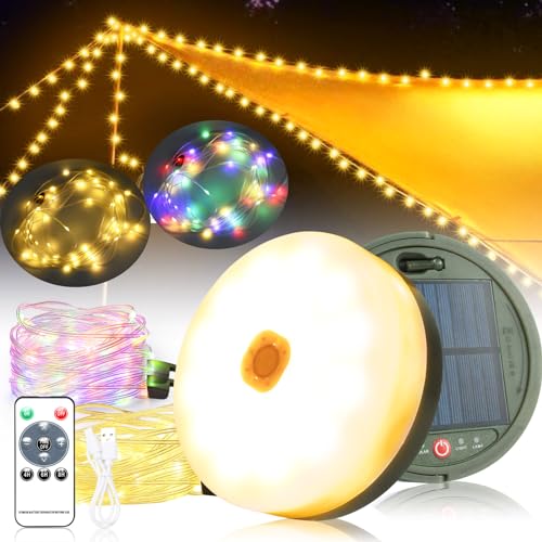 10m Solar Camping Lichterkette Aufrollbar Warmwei Rgb Camping