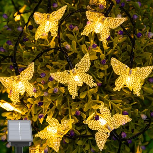 Isisyu Solar Lichterkette Aussen Schmetterling 5m 20 Led