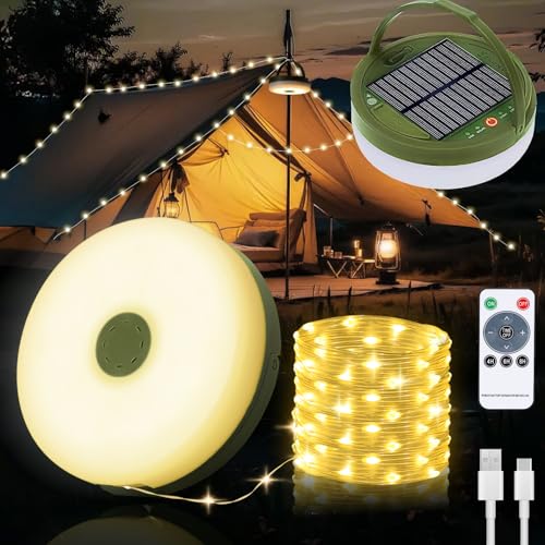 Yizhet 22m Camping Lichterkette Solar Wiederaufladbare Aufrollbar Outdoor