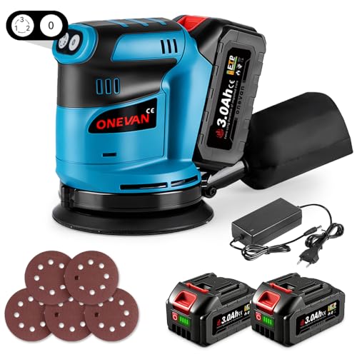 Onevan Akku Schleifer 125mm Schleifmaschine Akku Exzenterschleifer 12000u