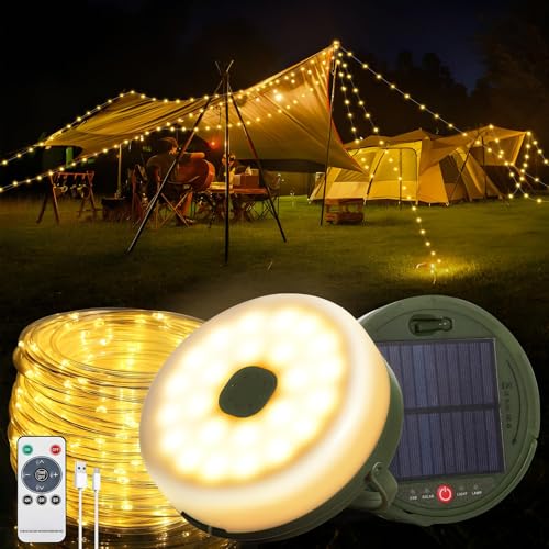 Flsepamb 12m Solar Camping Lichterkette Aufrollbar 3600mah Solar