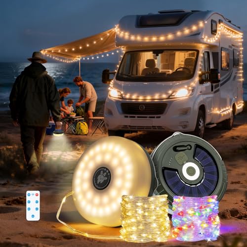 Tolesum Camping Lichterkette 10m Solar Usb C Aufrollbar